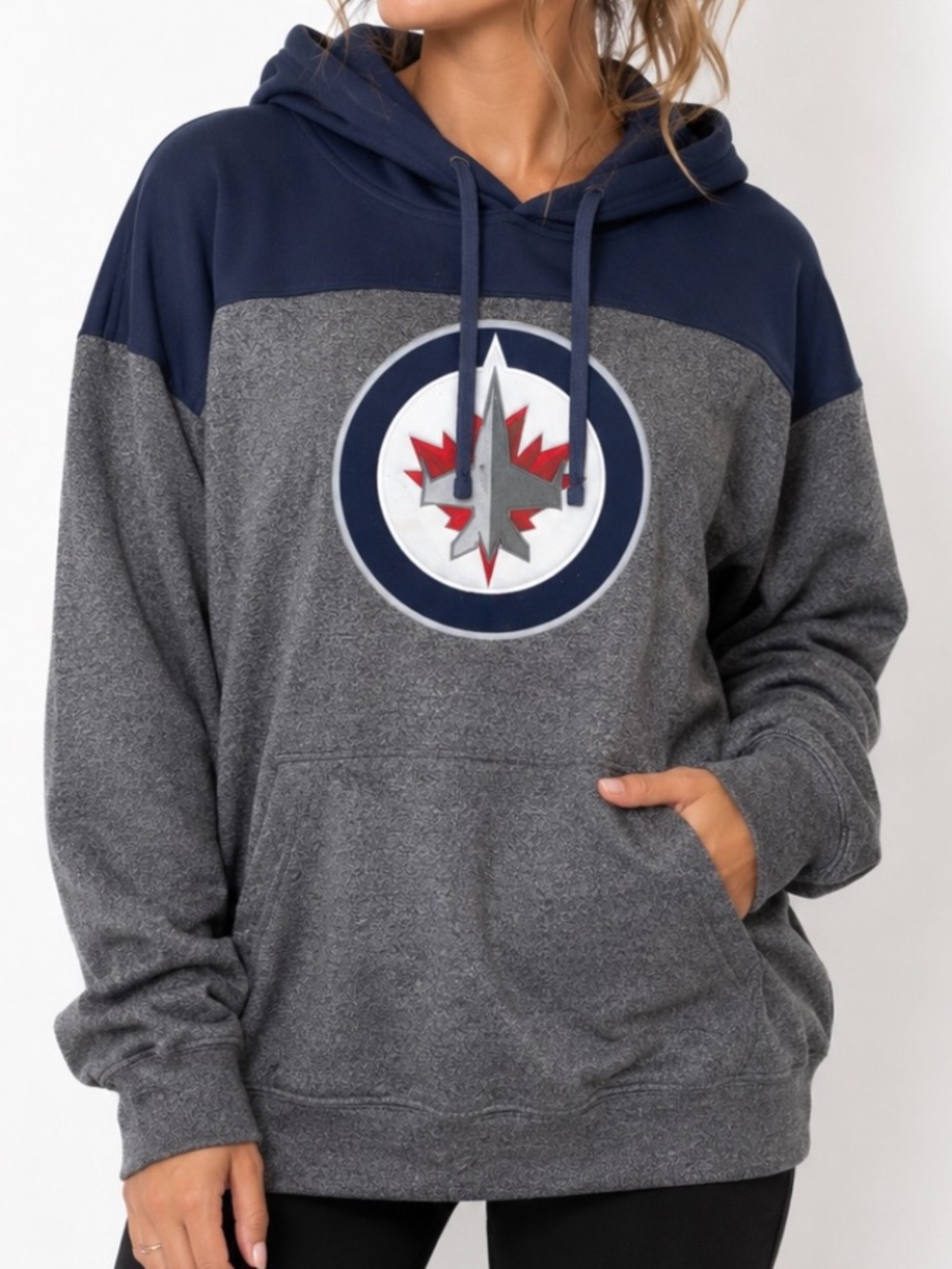 NHL Winnipeg Jets Hoodie Womens Size XL Blue Gray Hockey Athletic